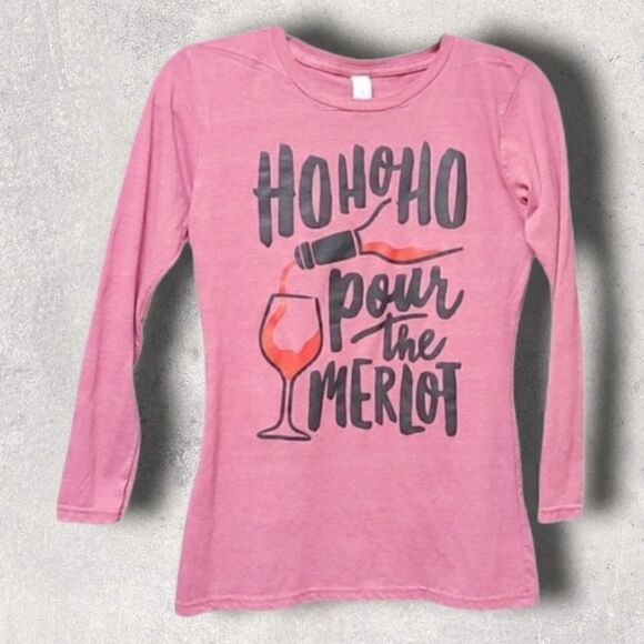HO HO HO POUR THE MERLOT" SHIRT - Picture 1 of 4